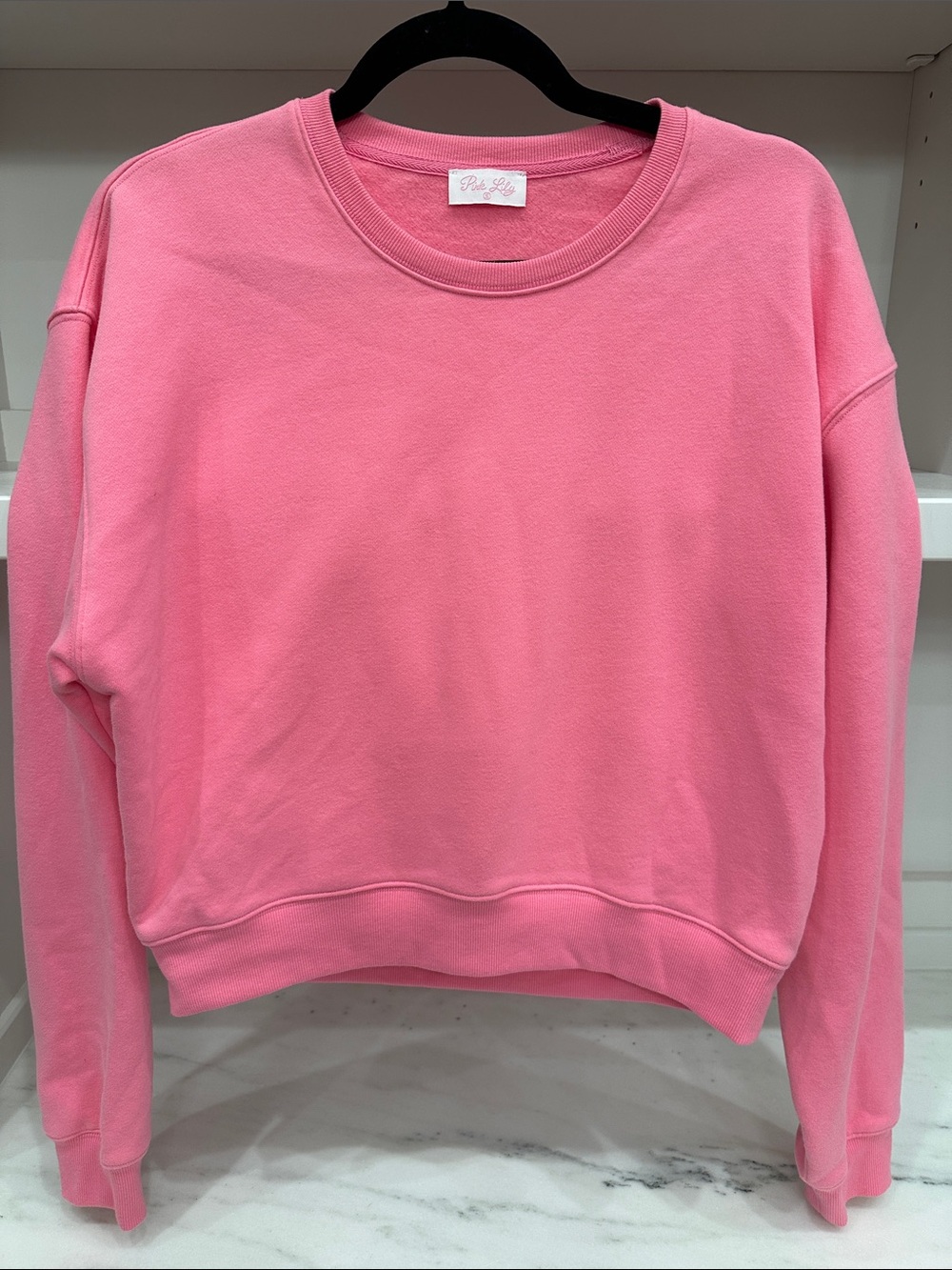 Pink Lily small pink cropped Crewneck Sweatshirt.  Like new